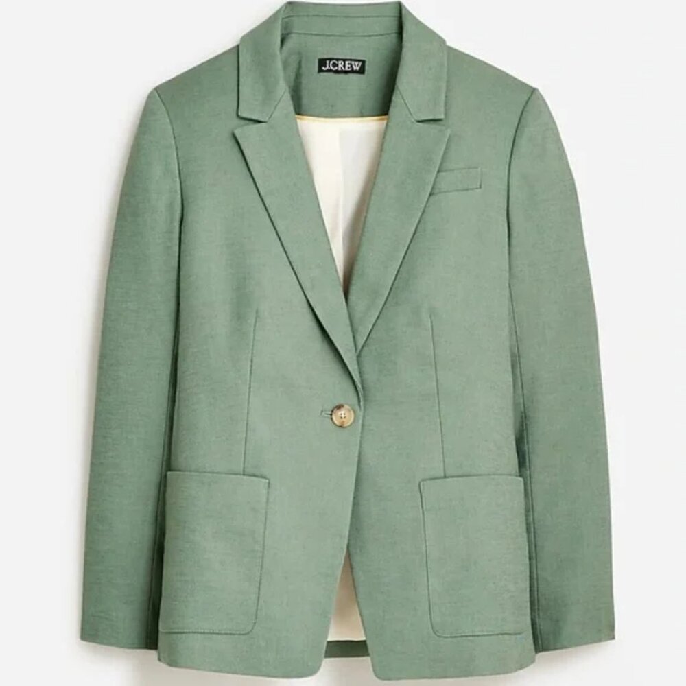 NWOT J Crew Helena Blazer in Stretch Linen Blend Sage Green Topiary Size 8